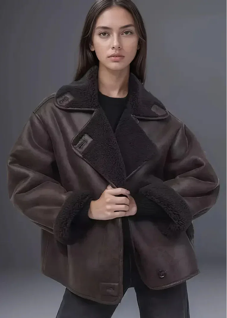 jacket Long Effet Cuir