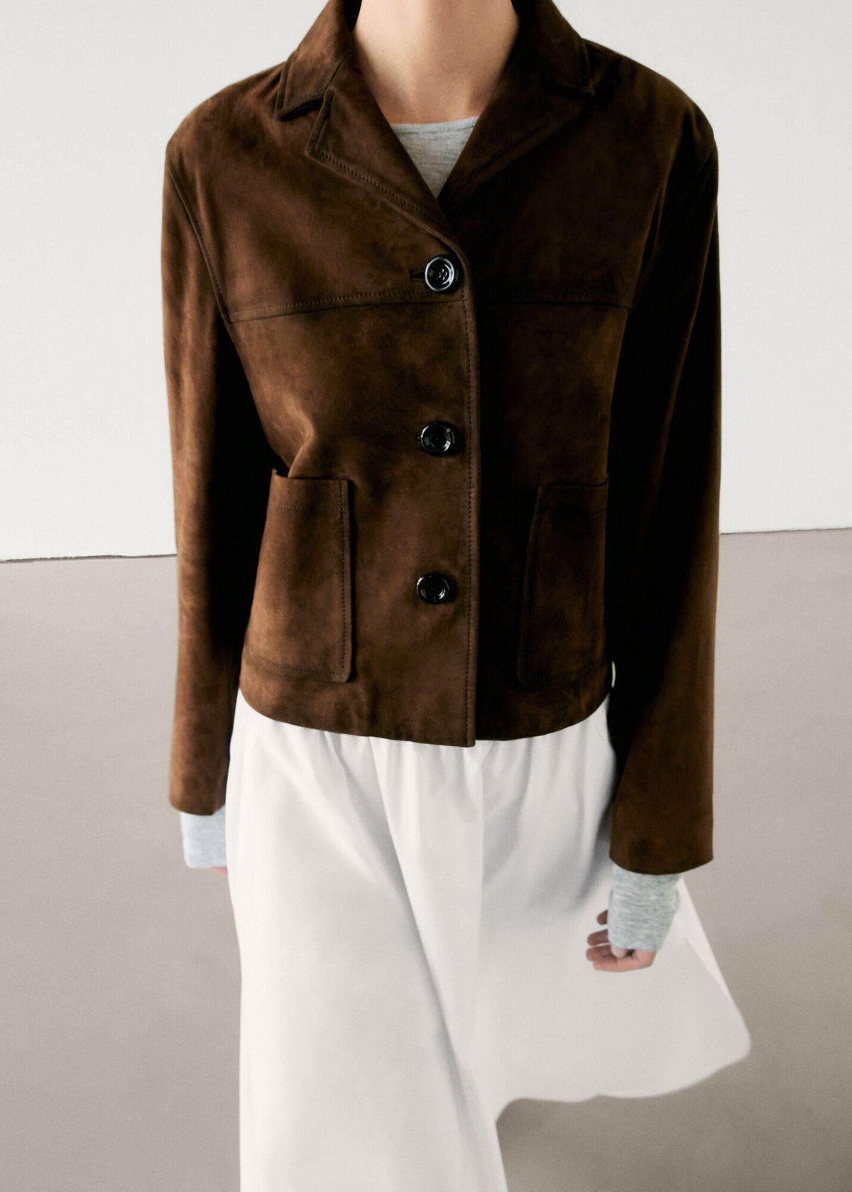 Veste Suédine Rétro Courte