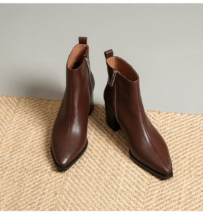 Bottines en cuir véritable à talons hauts