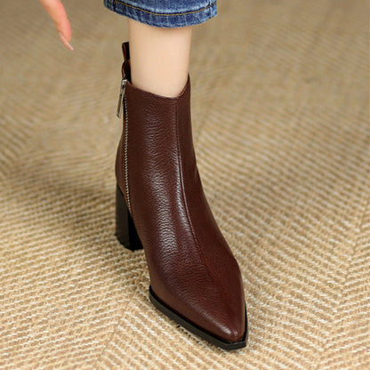 Bottines en cuir véritable à talons hauts