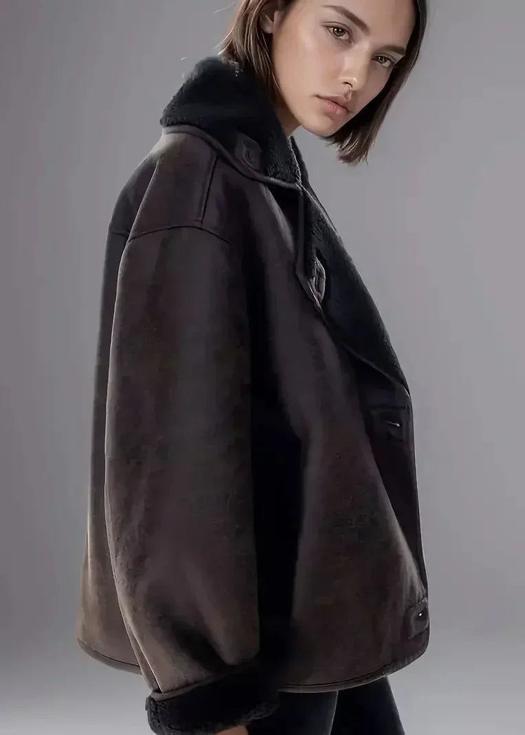 jacket Long Effet Cuir