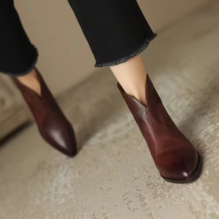 MAISON LORÉ™ | Bottines en cuir à talon bas